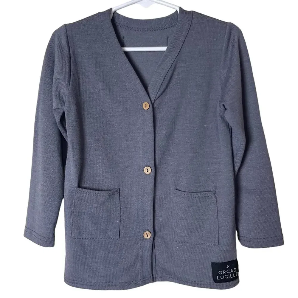 Orcas Lucille Long Sleeve Lightweight Cardigan Gray Size 3 Boys